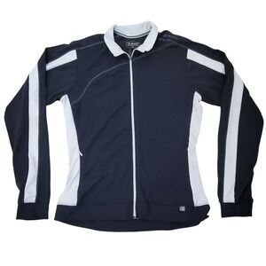SUGOI Womens Large Full Zip Long‎ Sleeve Athletic Jacket Black White Cycling Run